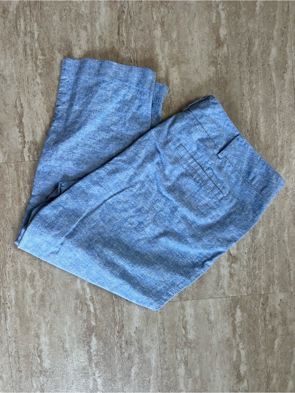 NY & Co Light Blue Cropped Linen Cotton Women's Trouser 14